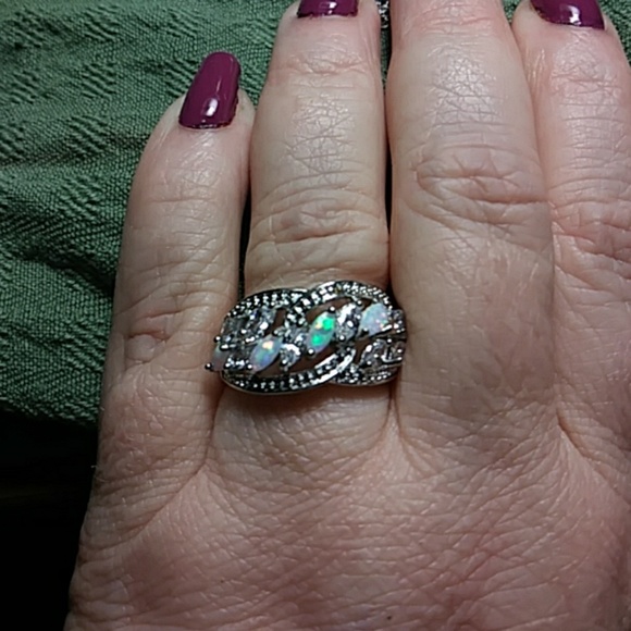 Sz7 Wedding/anniversary ring.Opal& Sapphires - Picture 6 of 6